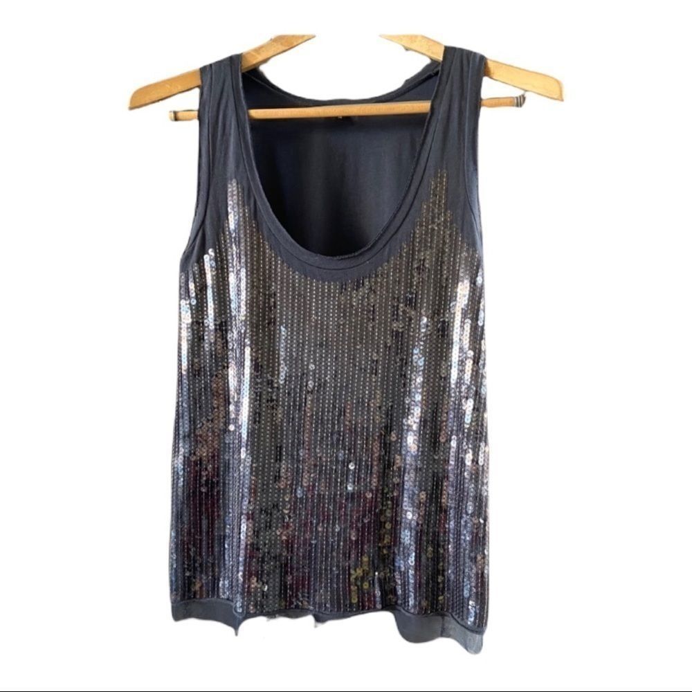 J. Crew Midnight Blue Tissue Sequin Panel Tank XS